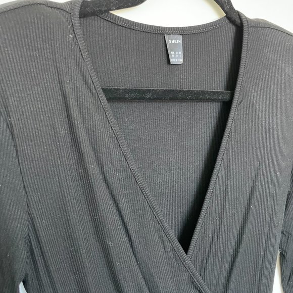 SHEIN Black Bodycon V-neck Dress with cinched waist - Picture 2 of 3